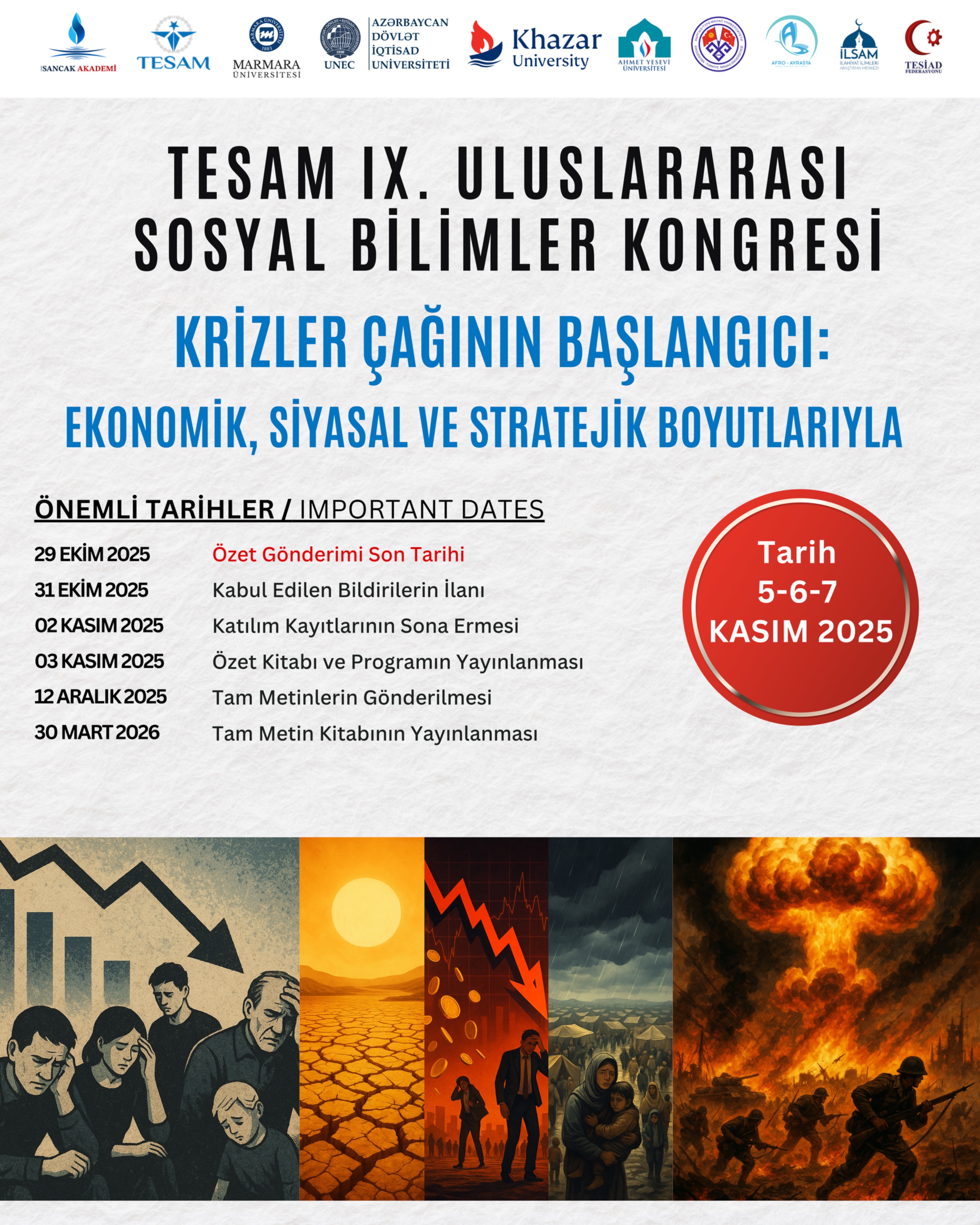 TESAM 9. Uluslararası Sosyal Bilimler Kongresi’ne davetlisiniz!
