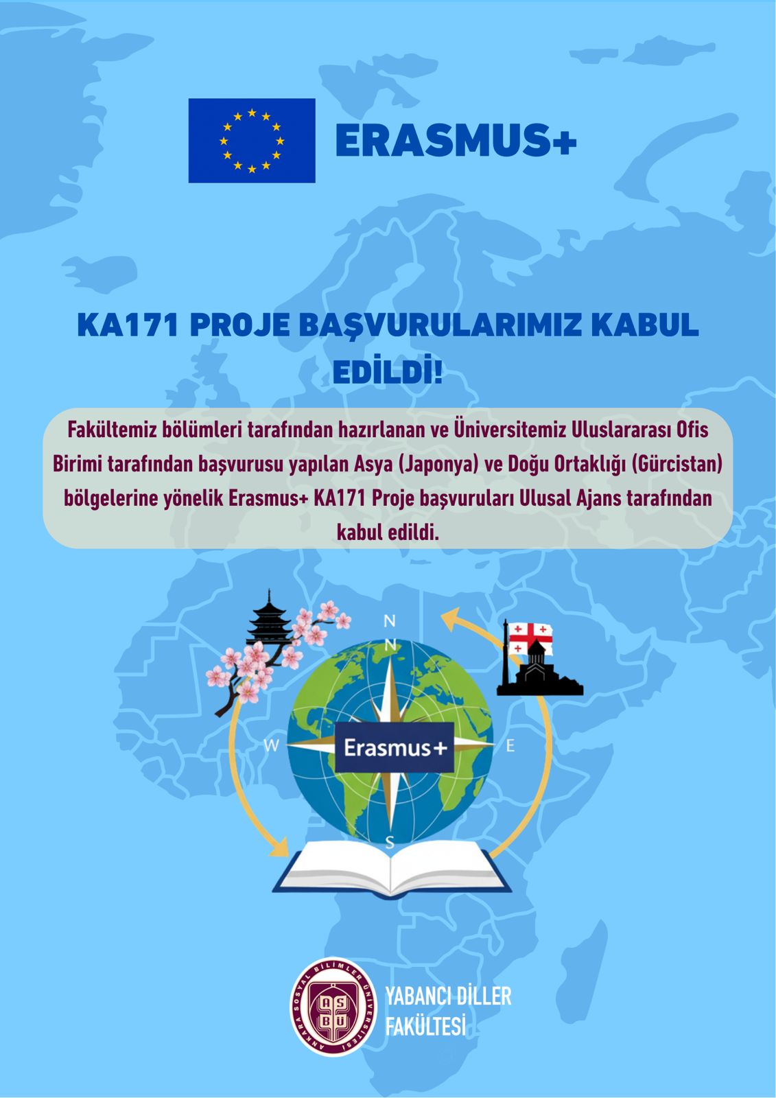 ASBÜ Yabancı Diller Fakültesi Erasmus+ KA171 proje başvuruları kabul edildi.