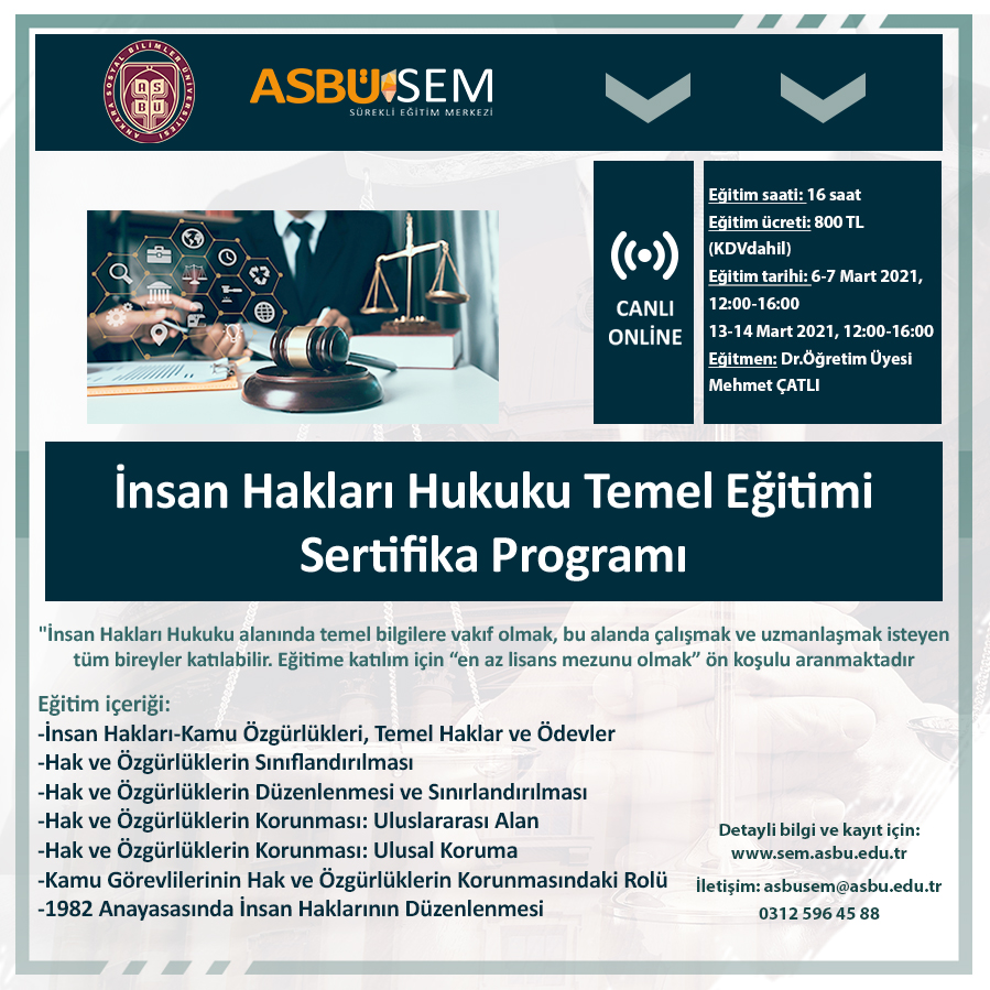 insan hakları hukuku sertifika