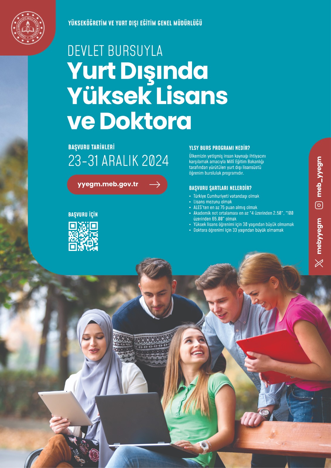 YURTDIŞINDA EĞİTİM İÇİN DEVLET BURSU HAKKINDA AFİŞ