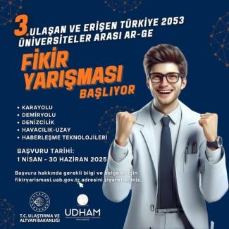 3. ULAŞAN VE ERİŞEN TÜRKİYE 2053 ÜNİVERSİTELER ARASI AR-GE FİKİR YARIŞMASI BAŞLIYOR